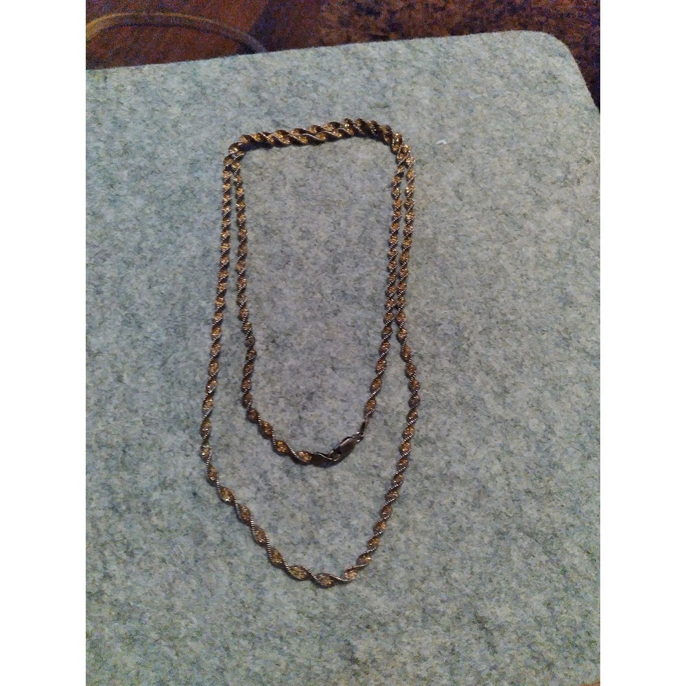 Gold Tone Twisted Rope Chain Necklace Long Layering Fashion Jewelry - Picture 2 of 2
